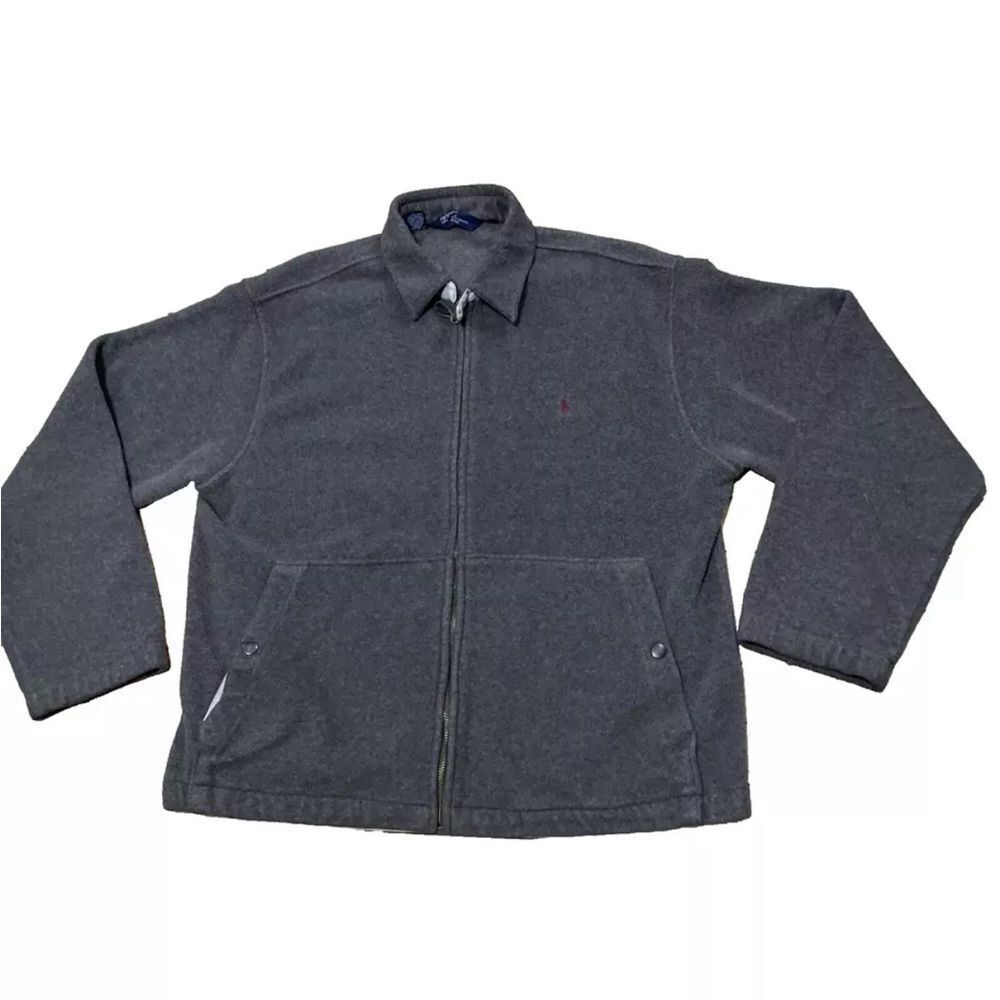 POLO RALPH LAUREN Vintage Fleece Jacket Mens L Made USA Gray Classic Sherpa Coat